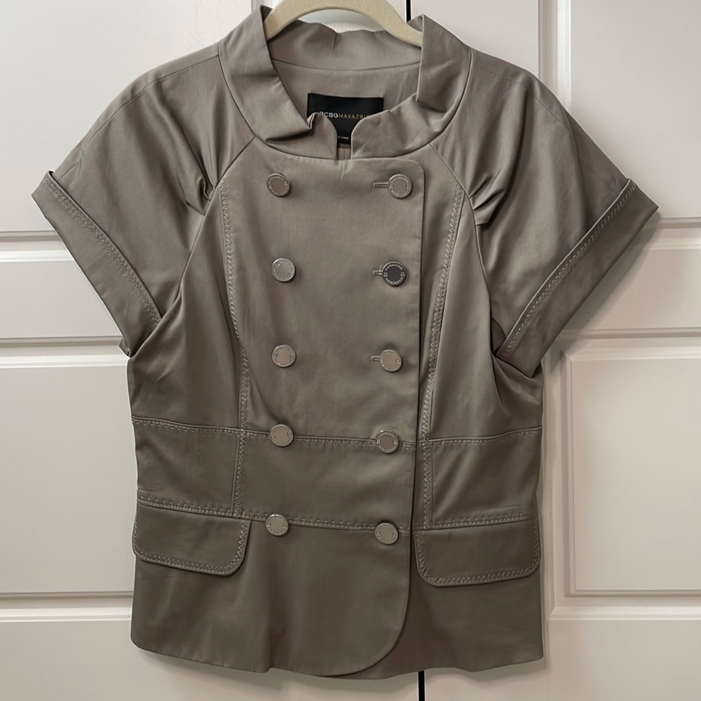 BCBG military style short sleeve jacket top NWT